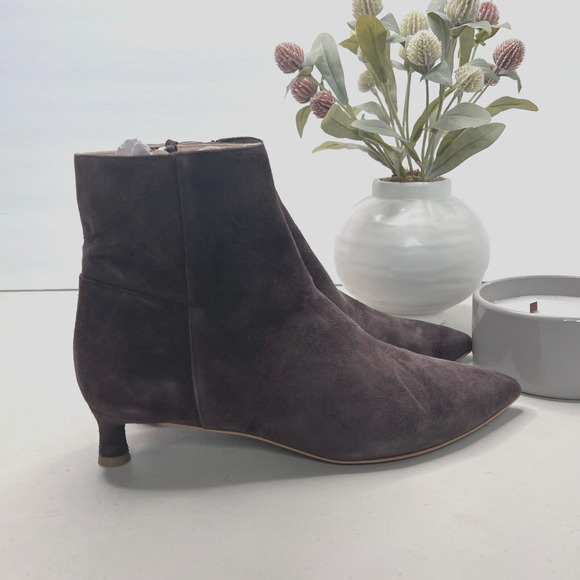 Everlane The Editor Suede Boot Side Zip Pointed Toe Brown Women's 6.5 Tried On - Picture 3 of 9